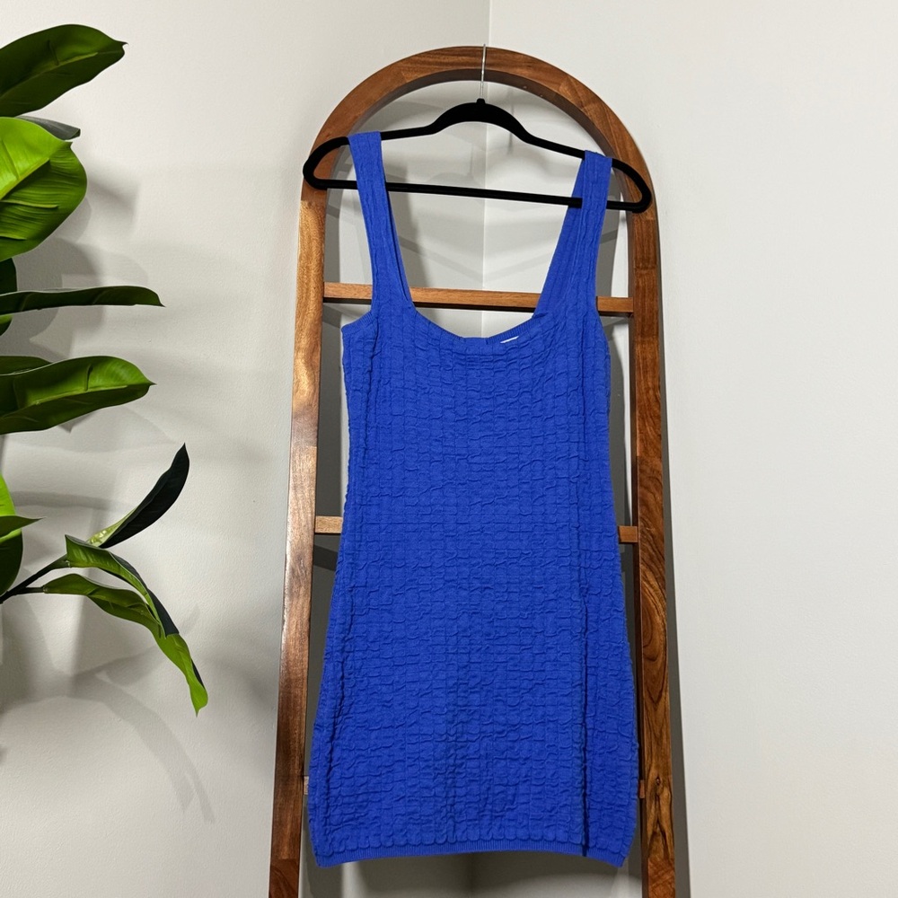 Free People Beach SMALL Blue Short & Sweet Sweater Knit Mini Dress